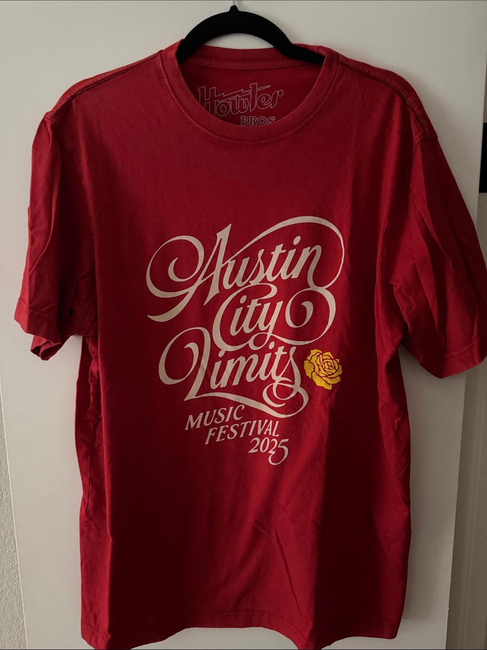 Howler Brothers Red Austin City Limits 2025 Tee with Yellow Rose
